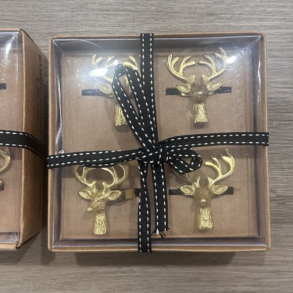 Christmas Holiday NIB Deer Napkin Rings 2 Sets of 4 (8 Total) Kitchen Decor - Picture 5 of 6